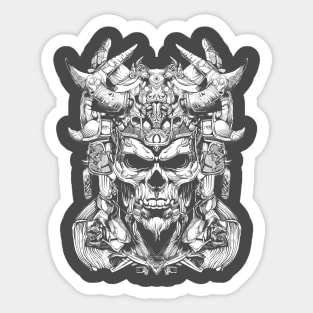 SKULL HEAD WARRIOR LINE ART - Dark Version Sticker